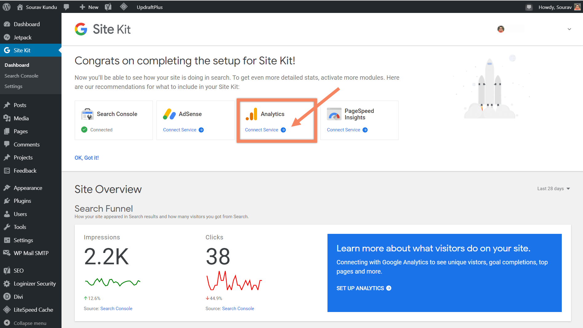 cómo vincular el kit del sitio de Google y Google Analytics 0