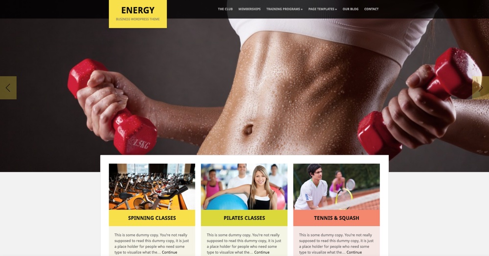 Tema de WordPress Energy Gym