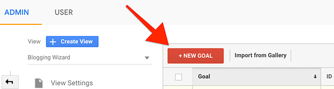 Haga clic en el botón Nuevo objetivo