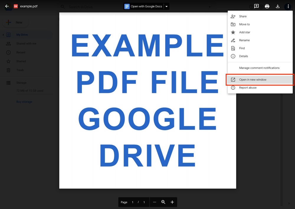Google Drive: Abrir PDF en una ventana nueva