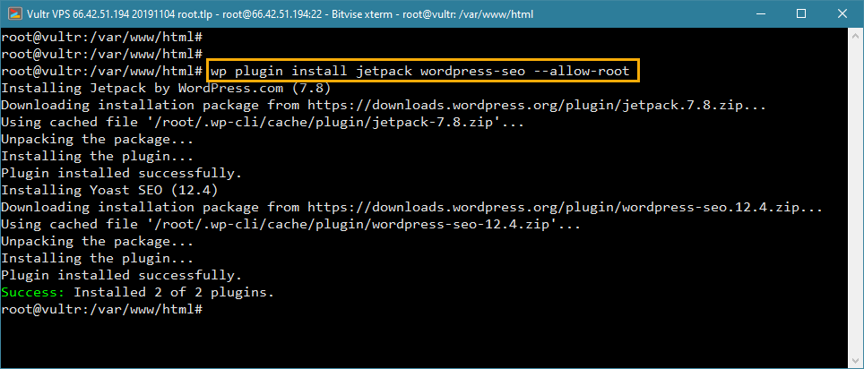 wp-cli instala múltiples complementos en wordpress