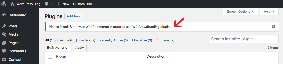 WP Crowdfunding Activar WooCommerce