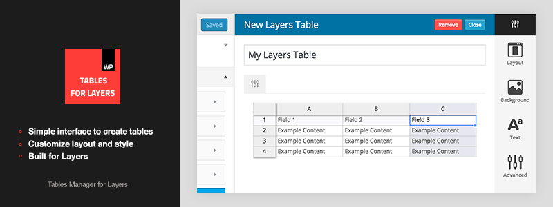Plugin de WordPress de Tables for Layers Premium
