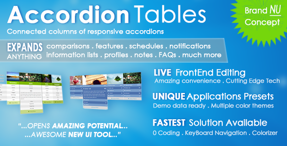 Complemento de tabla premium Accordion Tables & Columns