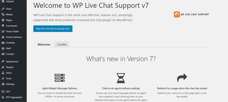 wp-live-chat-support-pantalla de bienvenida