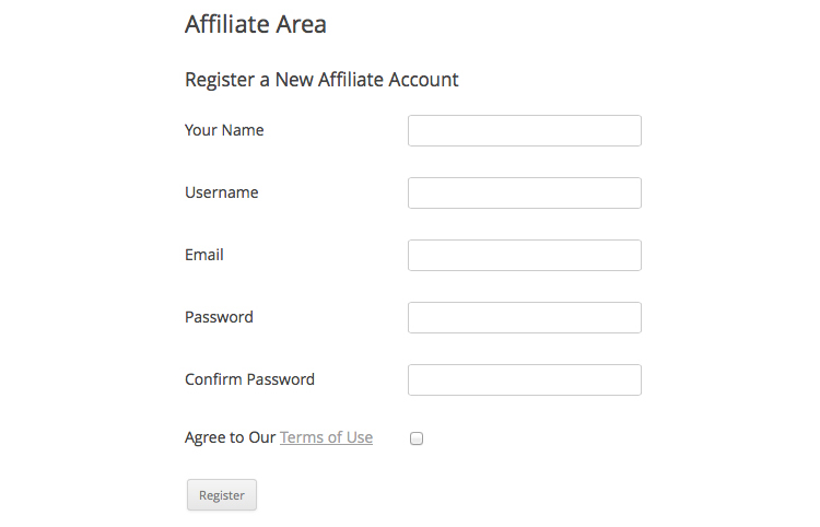 Registre una nueva cuenta de afiliado