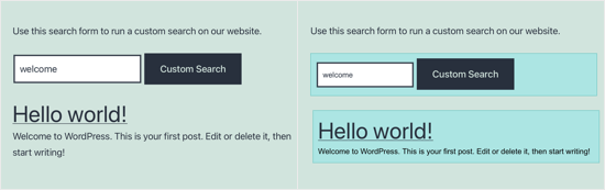 Vista previa de CSS personalizado de SearchWP