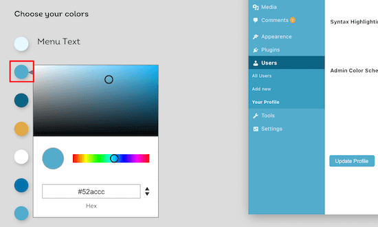 Haga clic para personalizar los colores