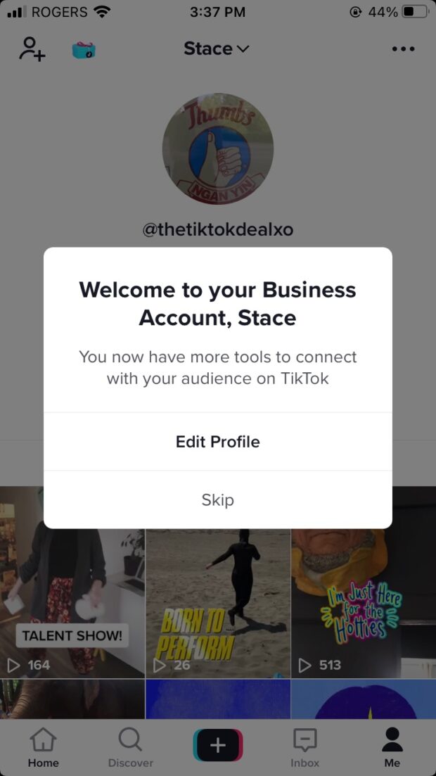 bienvenido a su cuenta comercial de TikTok