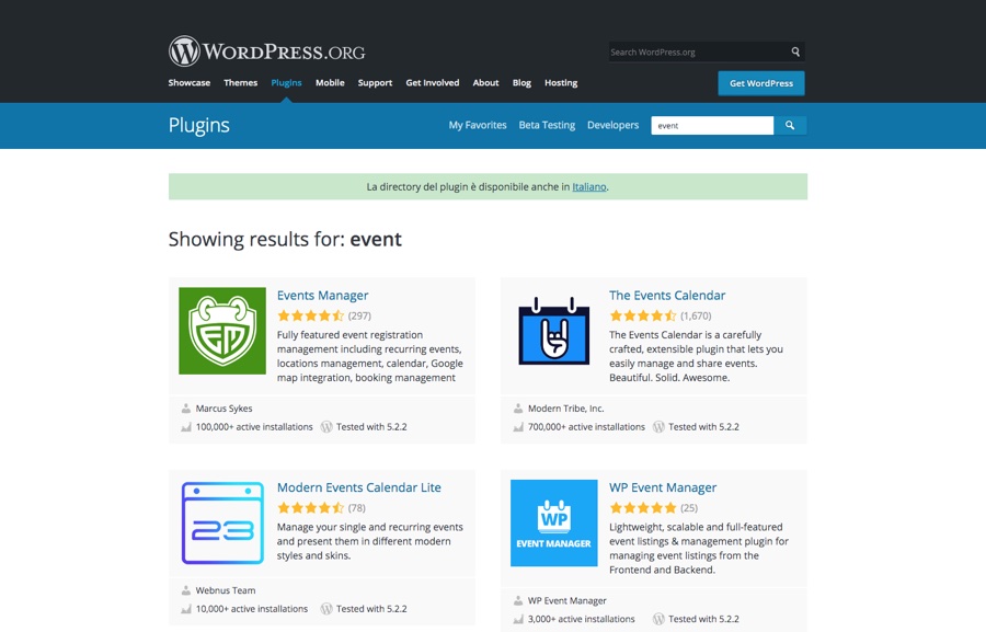 Complementos de eventos gratuitos de WordPress.org