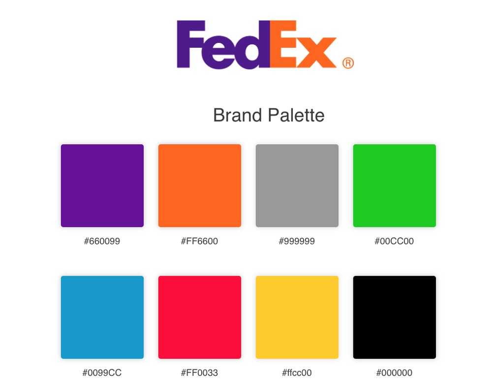 Ejemplo de paletas de marca FedEx