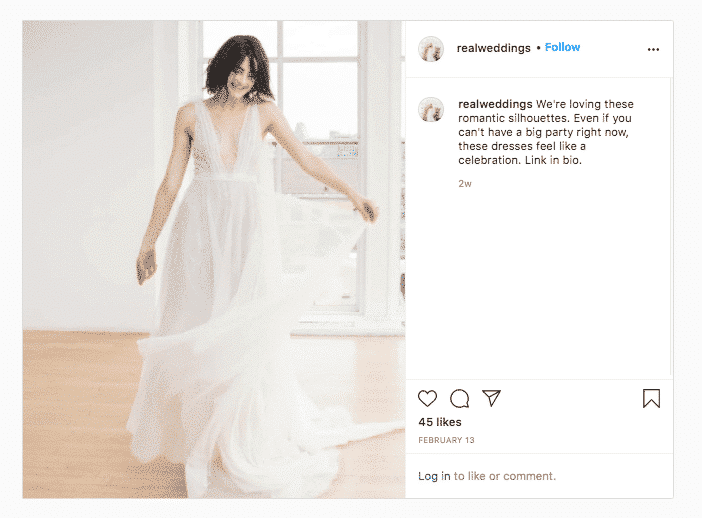 Bodas reales en enlace de vestido de novia de tendencia en bio