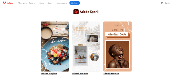 Biblioteca gratuita de Adobe Spark