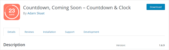 La página del complemento Countdown Builder