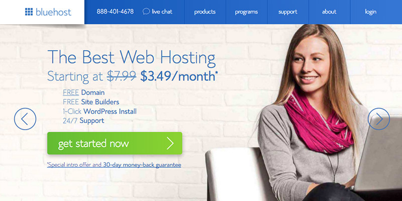Bluehost $ 3.49 Alojamiento web