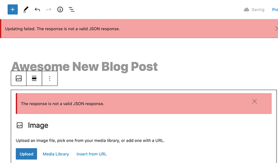 Error de respuesta JSON no válido mostrado en WordPress