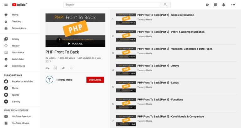 PHP de adelante hacia atrás