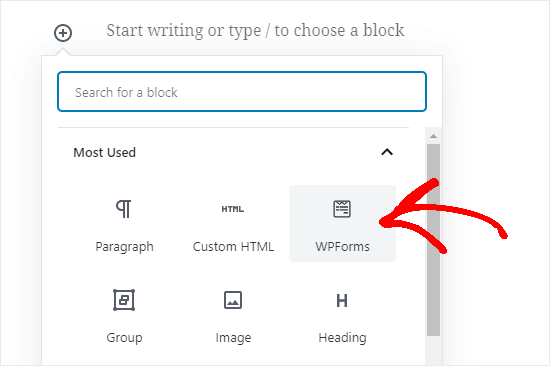 Agregar un formulario a su página usando el editor de bloques (Gutenberg)