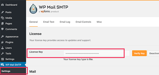 Licencia SMTP de WP Mail