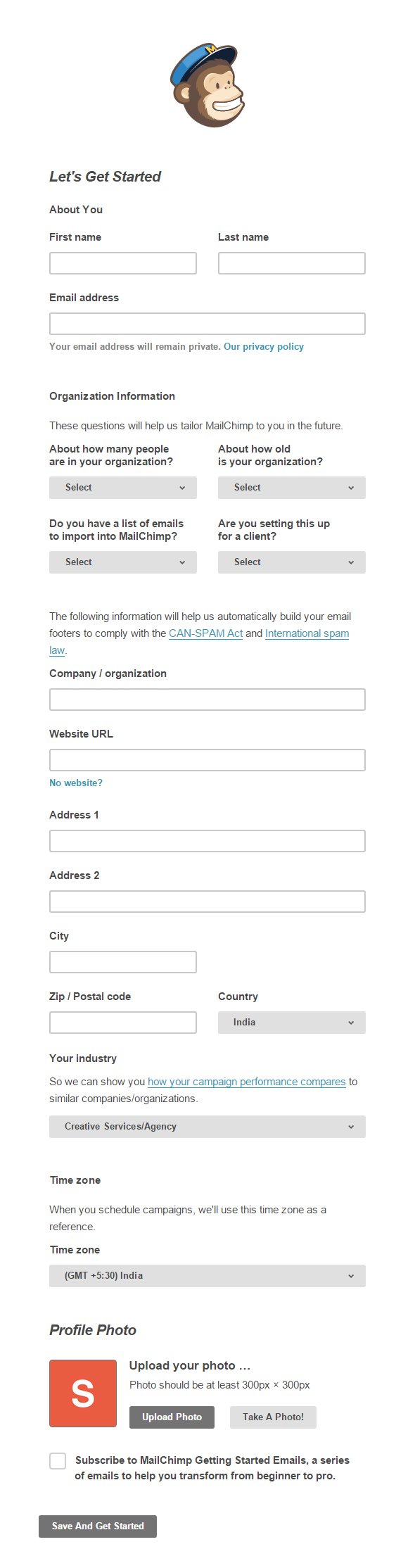 Configuración de la cuenta de MailChimp