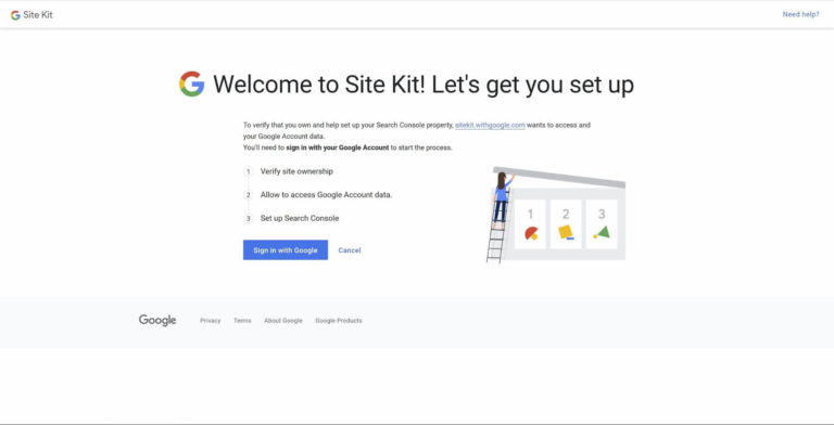 El sitio web de Google Site Kit.