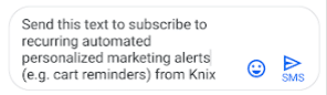 Alertas de marketing personalizadas por mensaje de texto de Knix