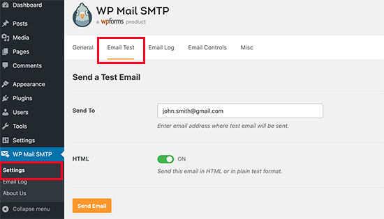 Pruebe los correos electrónicos de WordPress usando WP Mail SMTP