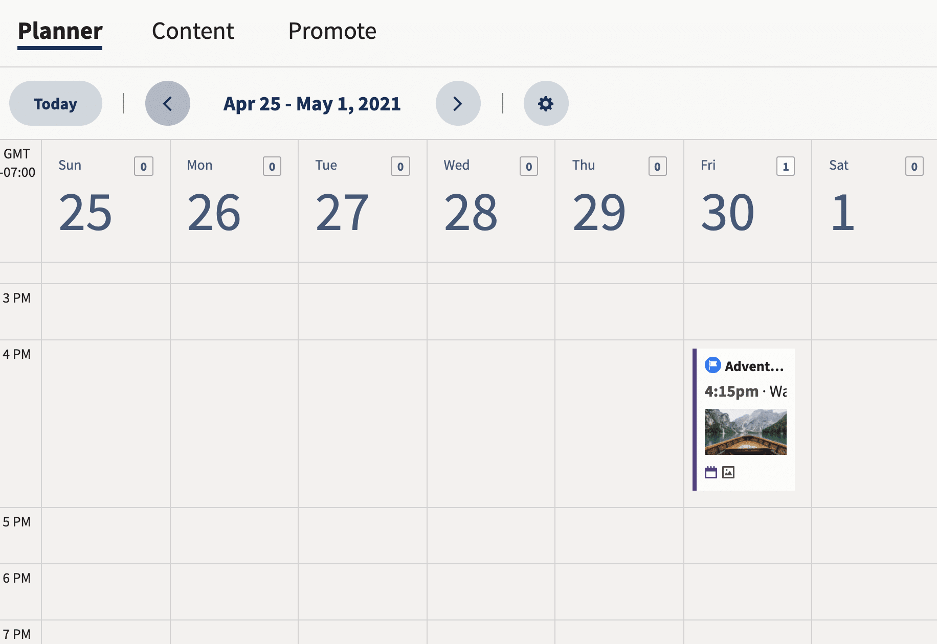 vista de calendario del planificador