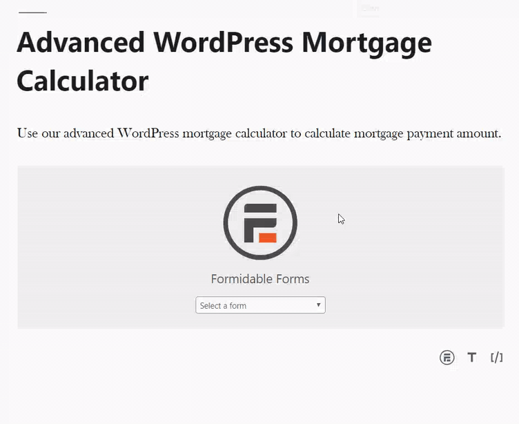 Agregue la calculadora de hipotecas avanzada de WordPress al editor de páginas