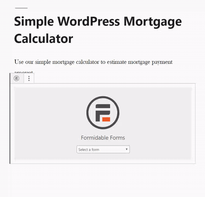 Agregar una calculadora hipotecaria simple de WordPress al editor de páginas
