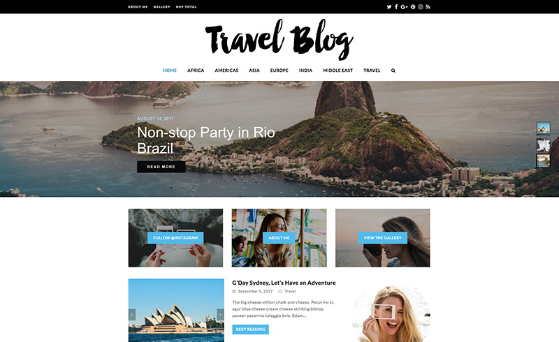 Total WordPress Theme (demostración de blog de viajes)