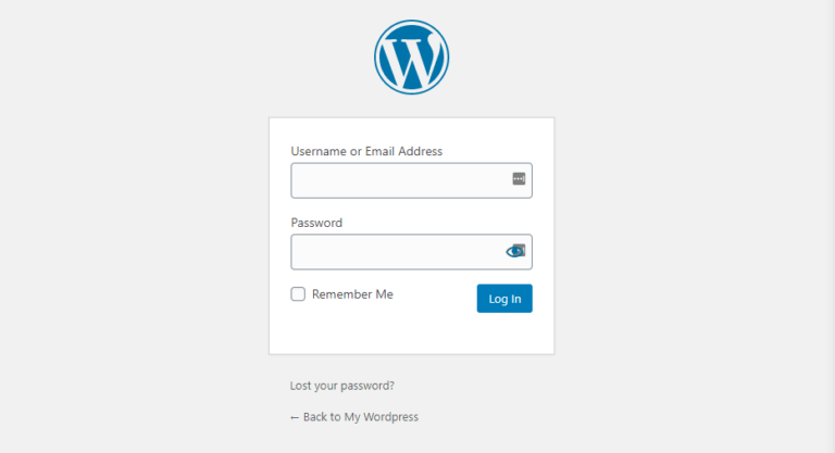 La página de inicio de sesión de WordPress.