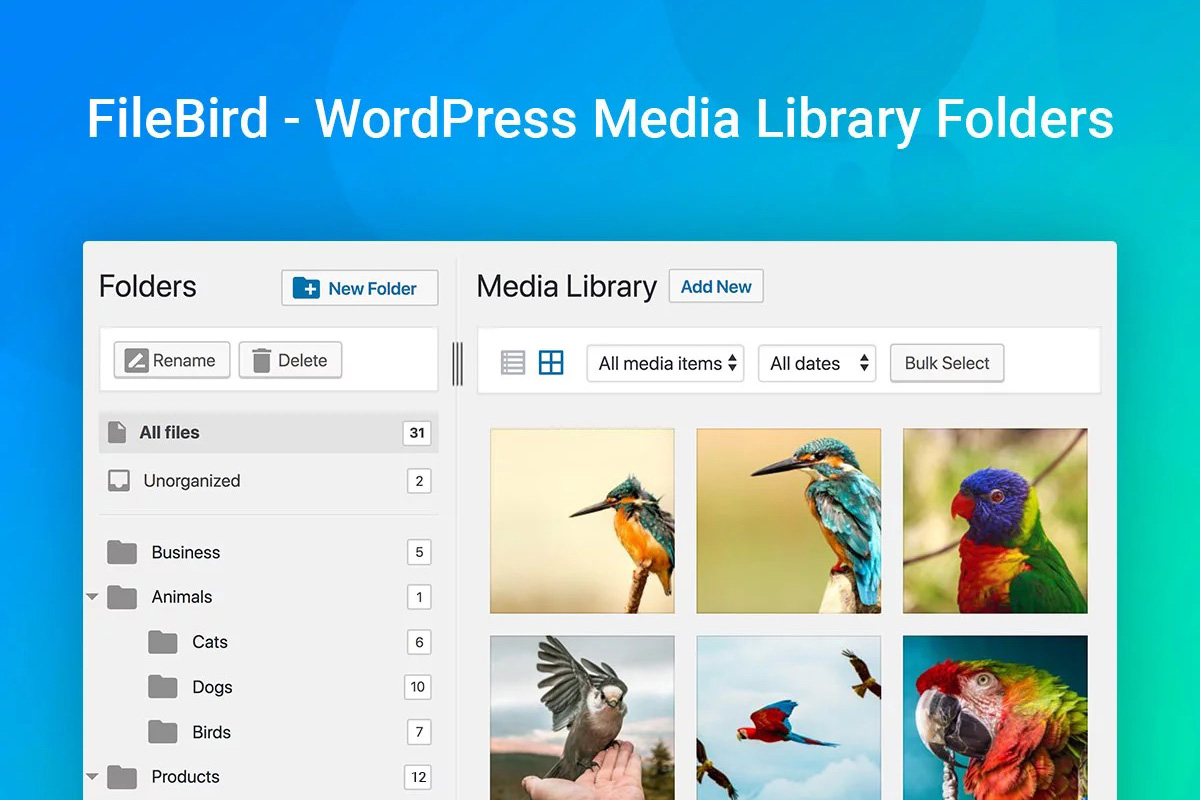FileBird - Carpetas de la biblioteca multimedia de WordPress