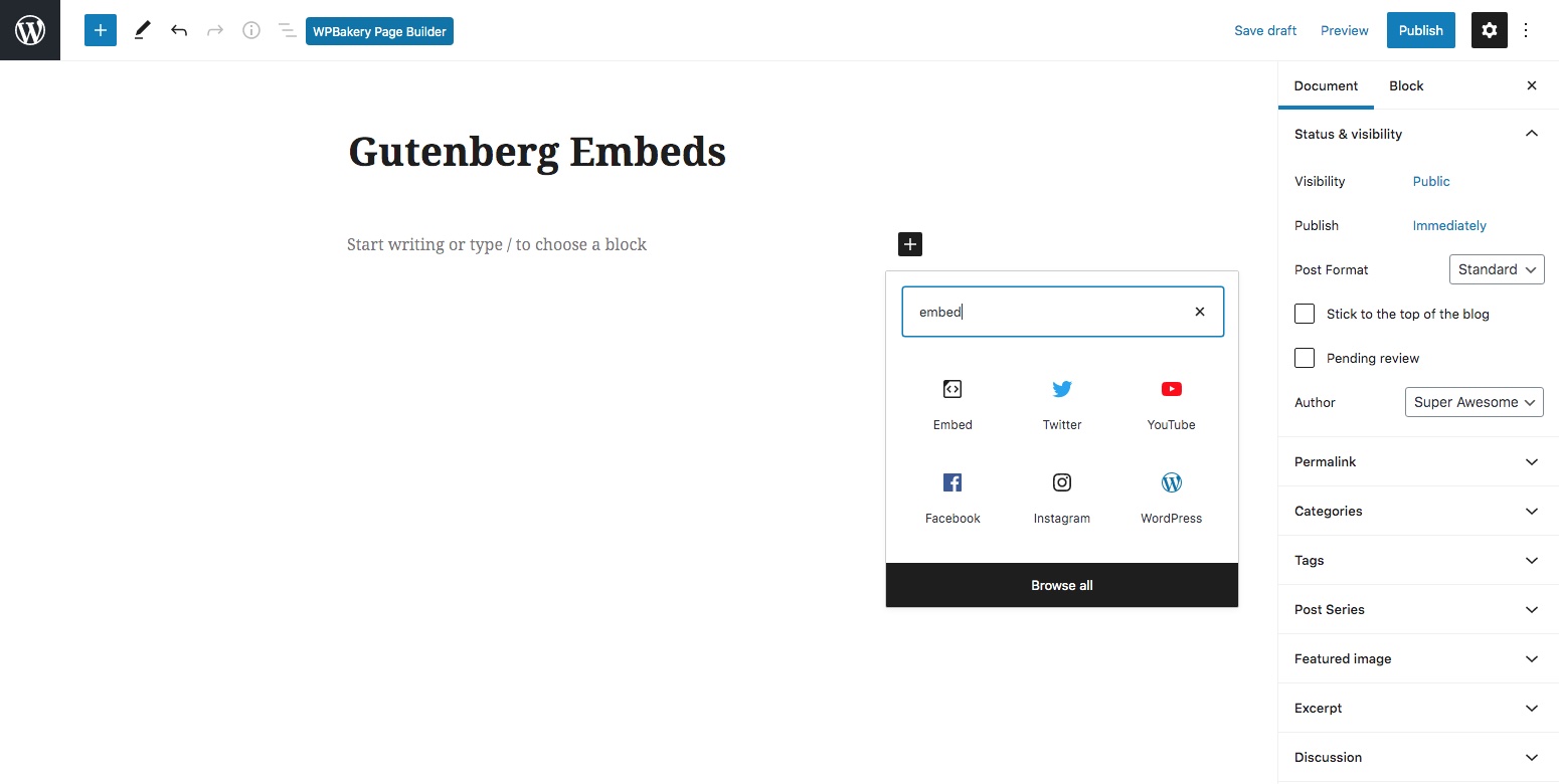WordPress oEmbed en Gutenberg