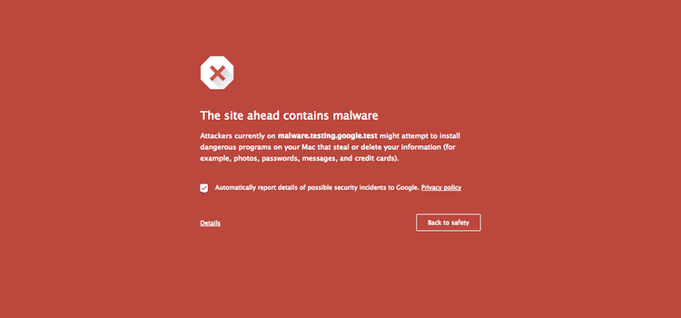 Advertencia de malware de Google