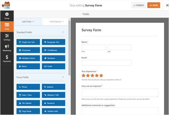 Editar formulario de encuesta con WPForms