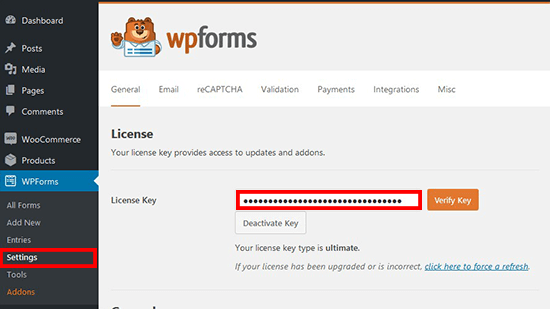 Licencia de WPForms