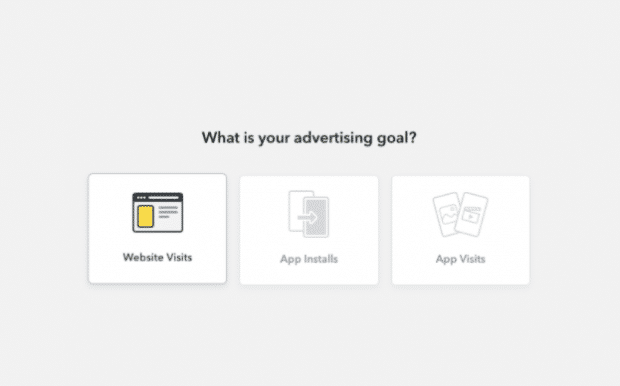 ¿Cuál es su objetivo publicitario?  página en anuncios de Snapchat