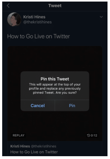 Fijar esta opción de tweet