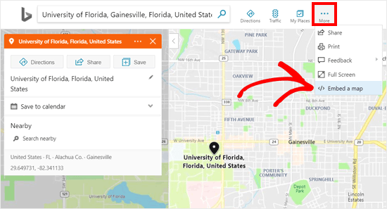 Incrustar una opción de mapa en Bing Maps