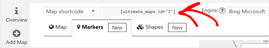Copie el código corto de Bing Map para incrustarlo en WordPress