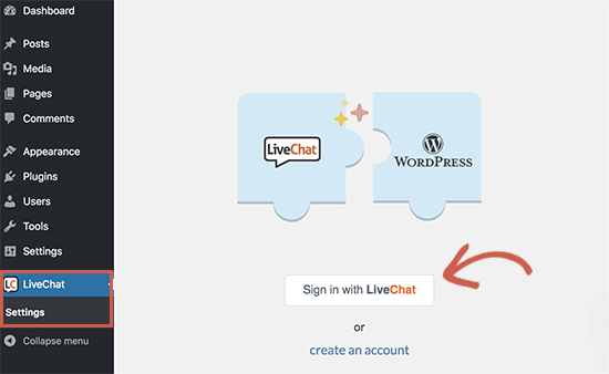 Conecte Live Chat a su sitio de WordPress