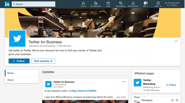 Página de presentación de Twitter for Business
