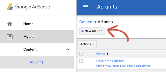 Creación de un nuevo bloque de anuncios en Google AdSense