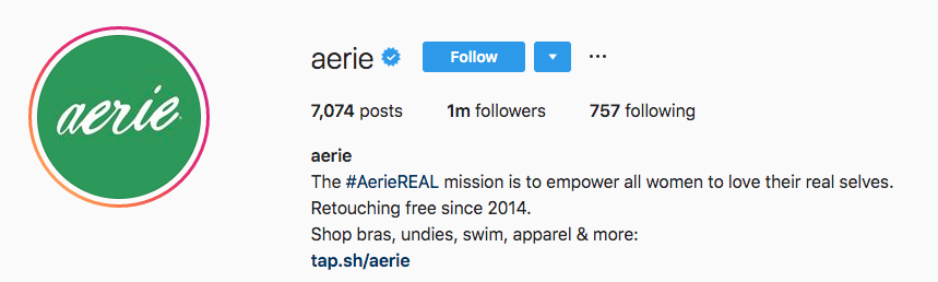 Biografía de Instagram de Aerie