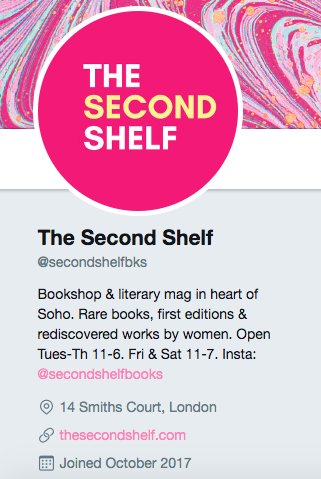 Biografía en Twitter de The Second Shelf
