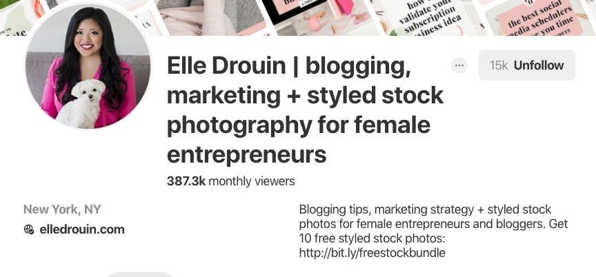 Biografía en Pinterest de Elle Drouin
