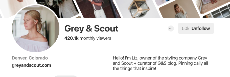 Biografía de Pinterest para Gray & Scout