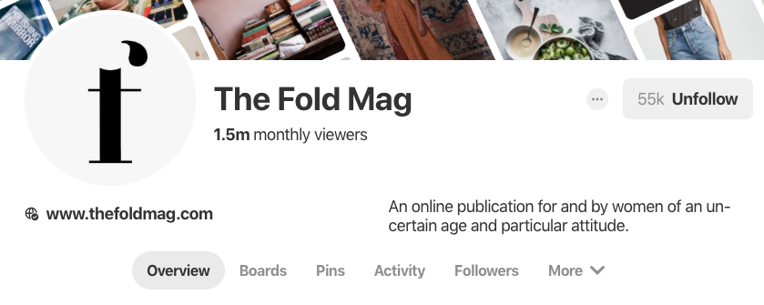 Biografía de Pinterest para The Fold Mag