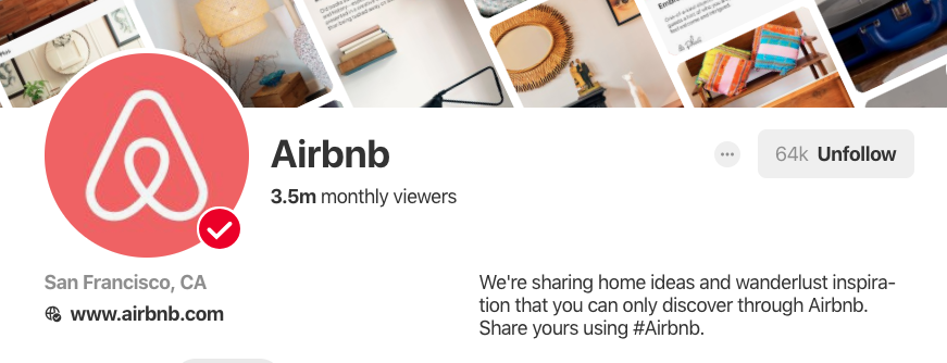 Biografía de Pinterest para Airbnb